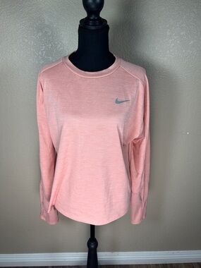 Nike Dri-FIT Pink Heathered Long Sleeve Top With Thumb Holes Size Large